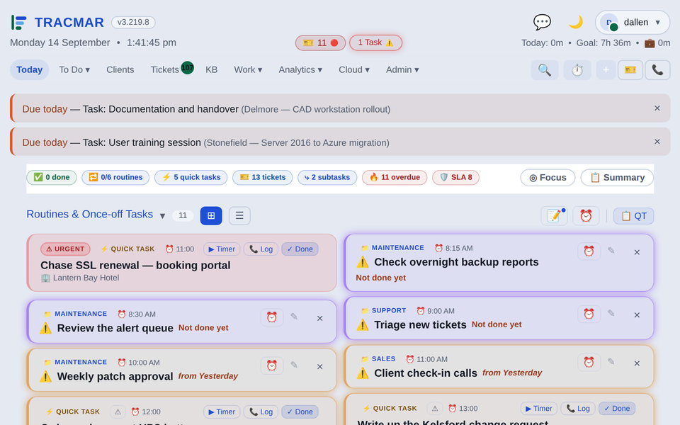 The Today page in the Light theme