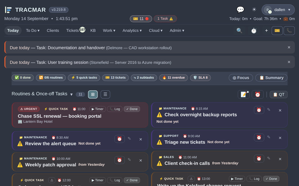 The Today page in the Nord theme