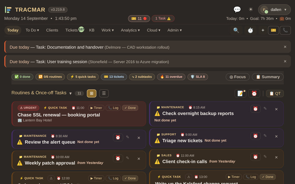 The Today page in the Slate theme
